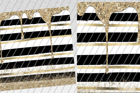 Spill Glitter Skinny Tumbler 20oz | Black Stripes| Gold glitter Sublimation Marlene Campos 