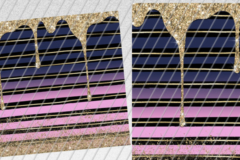 Spill Glitter Skinny Tumbler 20oz | Black Stripes| Gold, Navy, Pink Sublimation Marlene Campos 