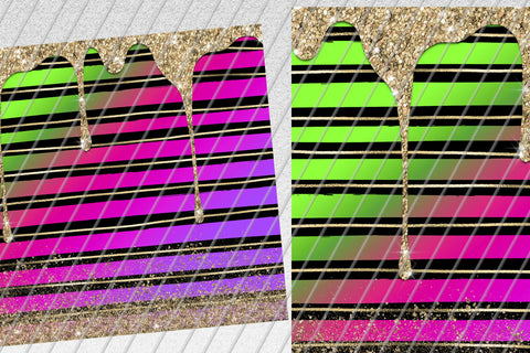 Spill Glitter Skinny Tumbler 20oz | Black Stripes| Gold, Neon Sublimation Marlene Campos 