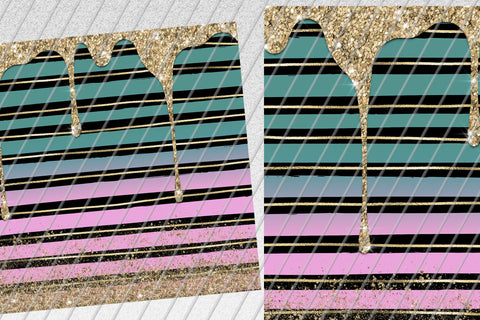 Spill Glitter Skinny Tumbler 20oz | Black Stripes| Gold, Pink, Turquoise Sublimation Marlene Campos 