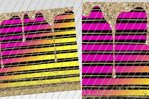 Spill Glitter Skinny Tumbler 20oz | Black Stripes| Gold, Pink, Yellow, Neon Sublimation Marlene Campos 