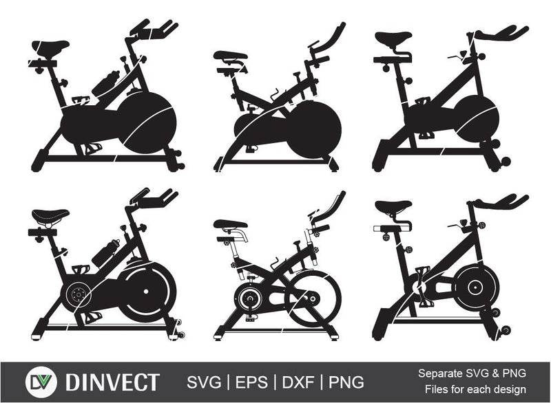 Spin Bike SVG, Bodybuilding Spin Spinning Bike Silhouette, Spinning Class Clipart, Indoor Cycling SVG SVG Dinvect 