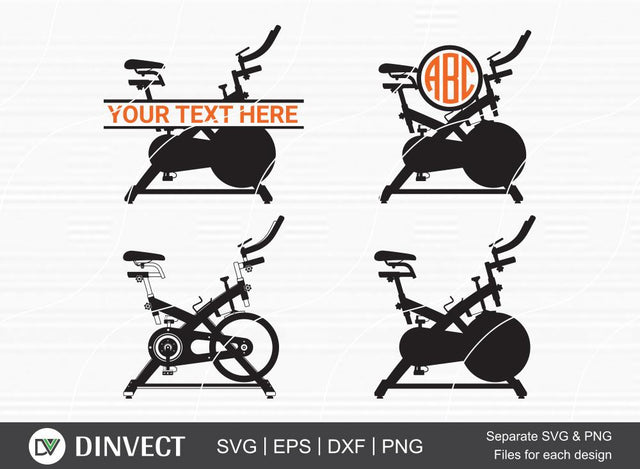 Spin Bike SVG, Spin Bike Split SVG, Spin Bike Monogram, Bodybuilding Spin, Spinning Bike SVG, Indoor Cycling SVG, Clipart, Vector Cutting Machine, Cameo SVG Dinvect 