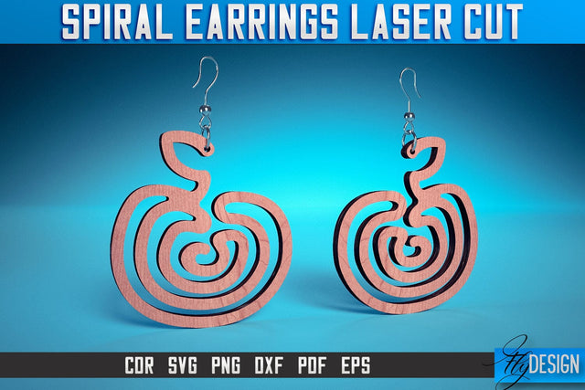 Spiral Earrings Laser Cut SVG | Accessories Laser Cut SVG Design | CNC Files SVG Fly Design 