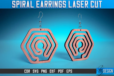Spiral Earrings Laser Cut SVG | Accessories Laser Cut SVG Design | CNC Files SVG Fly Design 