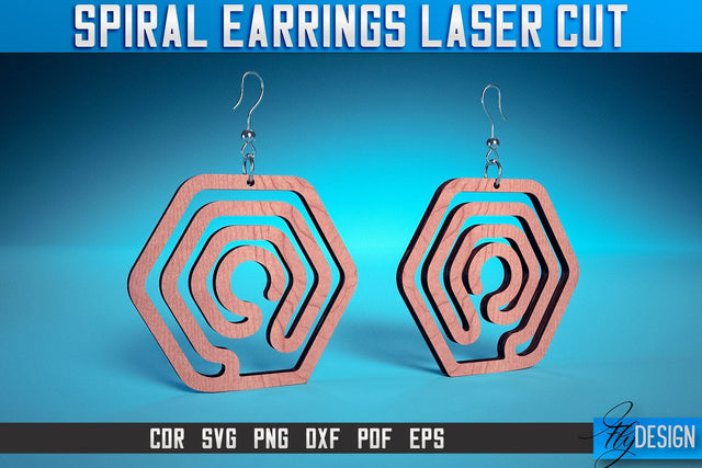 Spiral Earrings Laser Cut SVG | Accessories Laser Cut SVG Design | CNC Files SVG Fly Design 