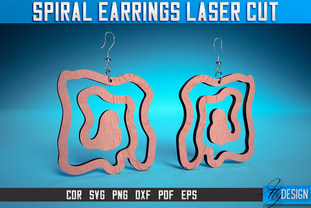Spiral Earrings Laser Cut SVG | Accessories Laser Cut SVG Design | CNC Files SVG Fly Design 