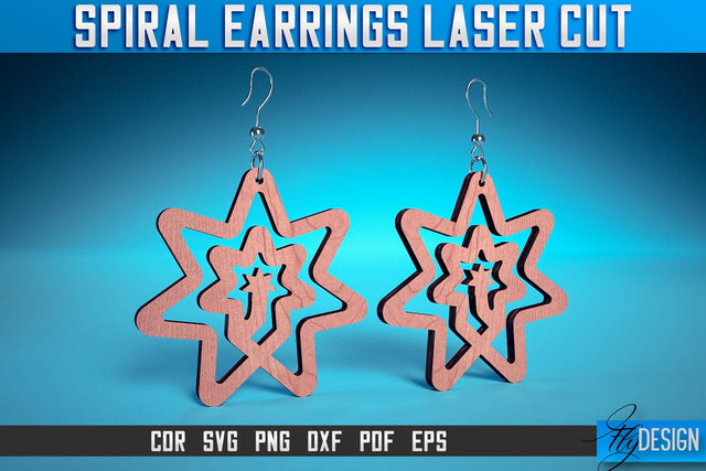 Spiral Earrings Laser Cut SVG | Accessories Laser Cut SVG Design | CNC Files SVG Fly Design 