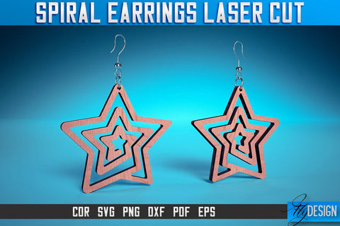 Spiral Earrings Laser Cut SVG | Accessories Laser Cut SVG Design | CNC Files SVG Fly Design 