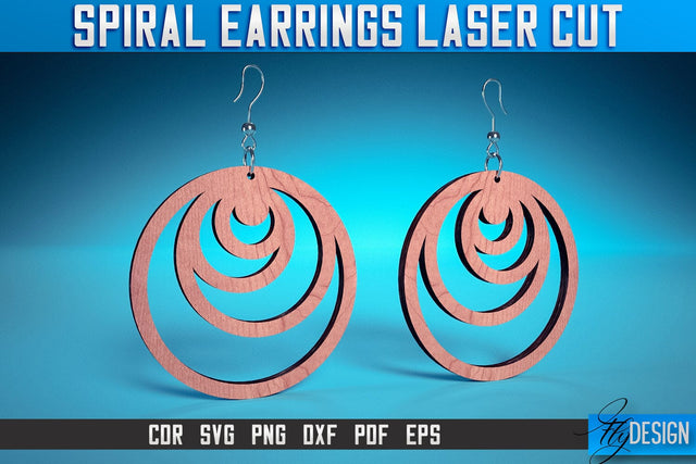 Spiral Earrings Laser Cut SVG | Accessories Laser Cut SVG Design | CNC Files SVG Fly Design 