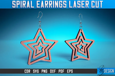 Spiral Earrings Laser Cut SVG | Accessories Laser Cut SVG Design | CNC Files SVG Fly Design 