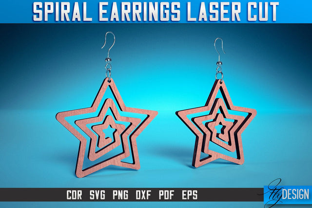 Spiral Earrings Laser Cut SVG | Accessories Laser Cut SVG Design | CNC Files SVG Fly Design 