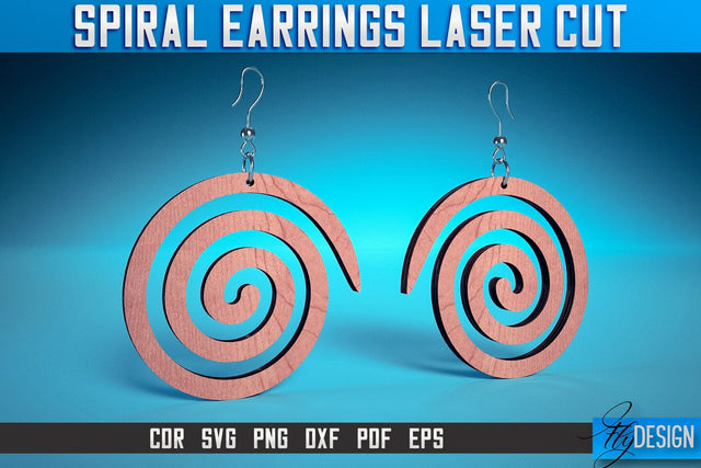 Spiral Earrings Laser Cut SVG | Accessories Laser Cut SVG Design | CNC Files SVG Fly Design 