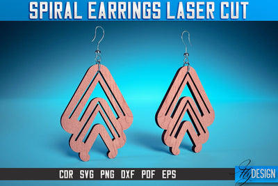 Spiral Earrings Laser Cut SVG | Accessories Laser Cut SVG Design | CNC Files SVG Fly Design 