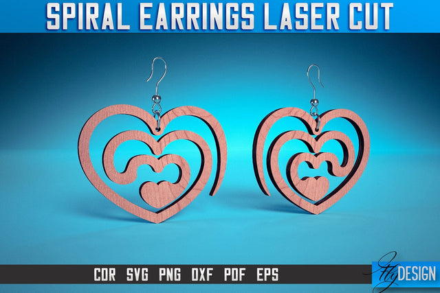 Spiral Earrings Laser Cut SVG | Accessories Laser Cut SVG Design | CNC Files SVG Fly Design 