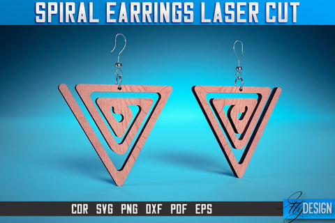 Spiral Earrings Laser Cut SVG | Accessories Laser Cut SVG Design | CNC Files SVG Fly Design 