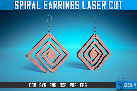Spiral Earrings Laser Cut SVG | Accessories Laser Cut SVG Design | CNC Files SVG Fly Design 