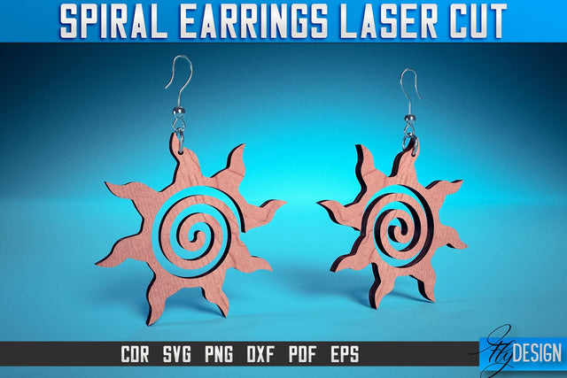 Spiral Earrings Laser Cut SVG | Accessories Laser Cut SVG Design | CNC Files SVG Fly Design 