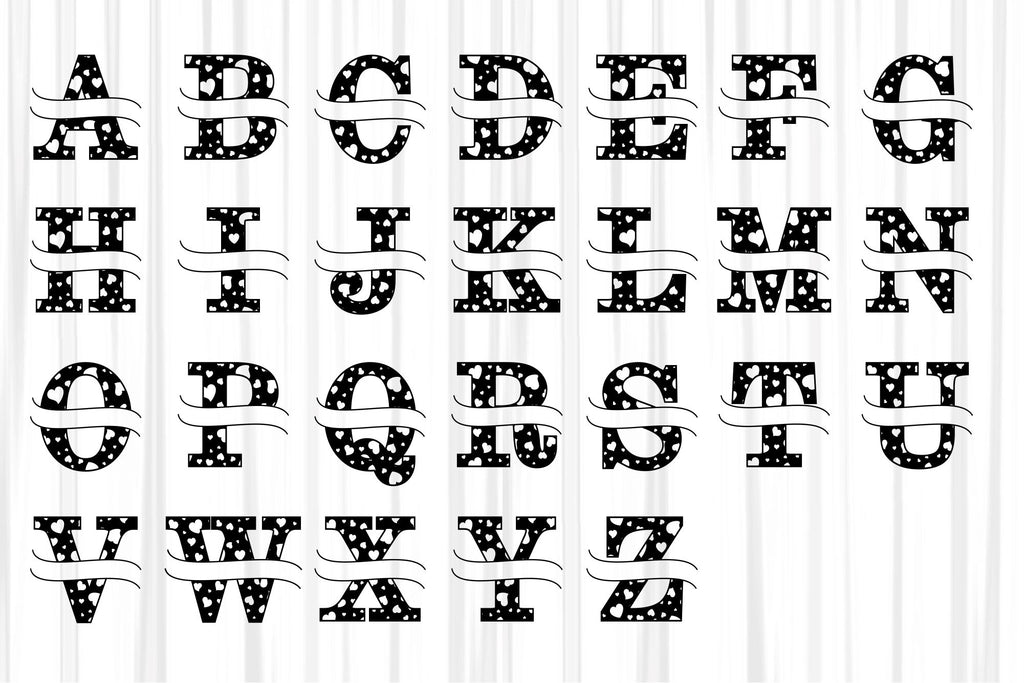 Split Monogram Alphabet Sublimation SVG Set A-Z Designs, Split Letters ...