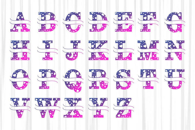 Split Monogram Alphabet Sublimation SVG Set A-Z Designs, Split Letters ...