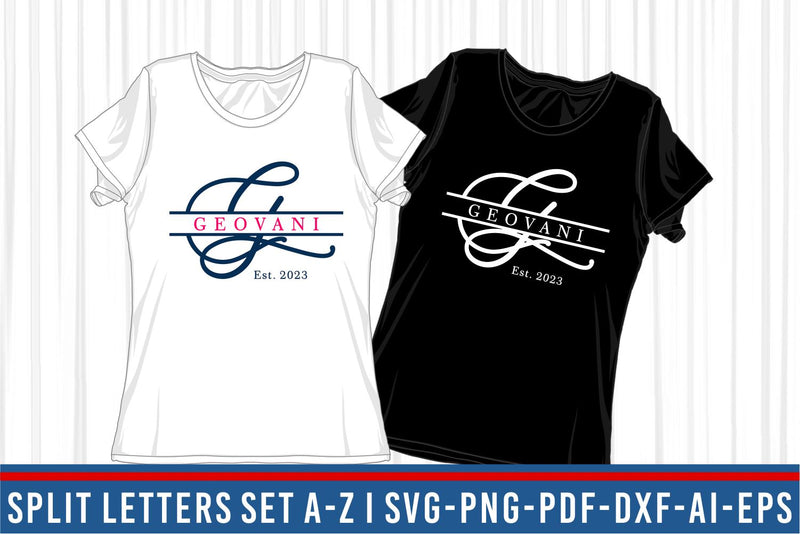 Split Alphabet Monogram Letter SVG Set A-Z, Split Letters, Split ...