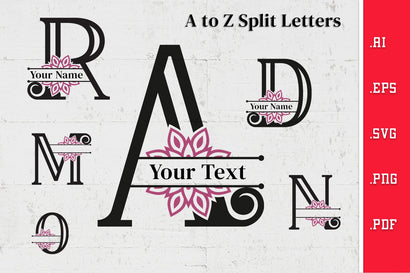 Split Alphabets Monogram A to Z SVG SVG Slim Studio 