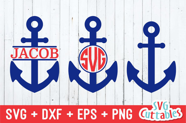 Split Anchor Monogram Frame Svg Cuttables 