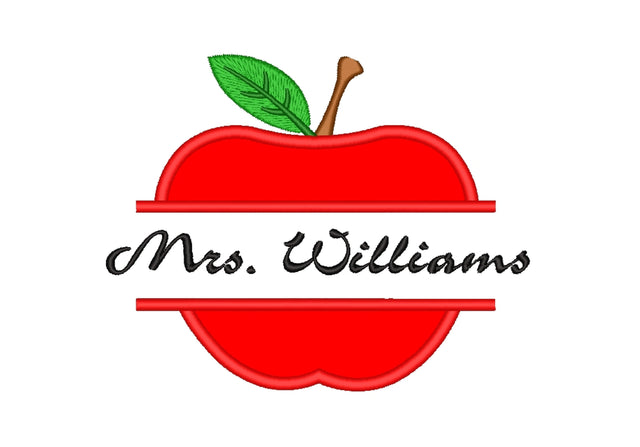 Split apple applique embroidery design, Back to school embroidery file, 4 sizes Embroidery/Applique DESIGNS Nino Nadaraia 