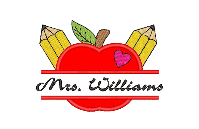 Split Apple Applique Embroidery Design, Back to School Embroidery File, 4 sizes Embroidery/Applique DESIGNS Nino Nadaraia 