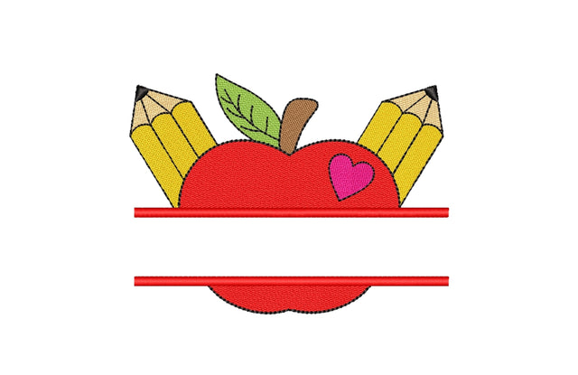 Split apple embroidery design, Back to school embroidery file, 3 sizes Embroidery/Applique DESIGNS Nino Nadaraia 