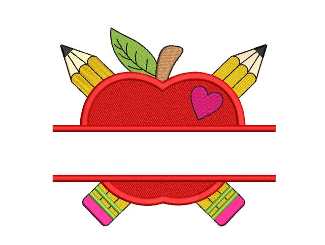 Split Apple Embroidery Design, Back to School Embroidery File, 3 sizes, Instant Download Embroidery/Applique DESIGNS Nino Nadaraia 