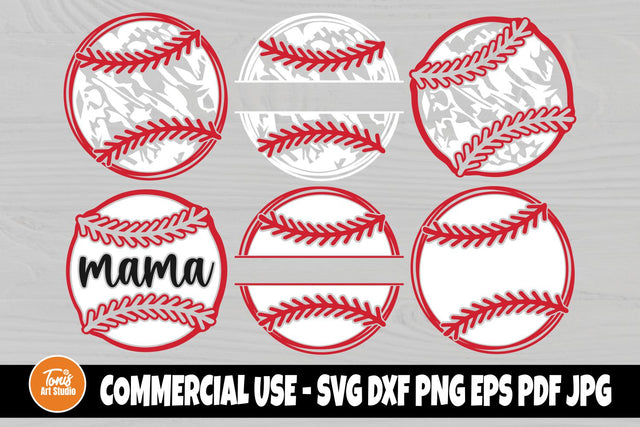 Split Baseball Ball SVG, Split Softball Svg, Grunge Monogram Svg, Baseball Mama Svg SVG TonisArtStudio 