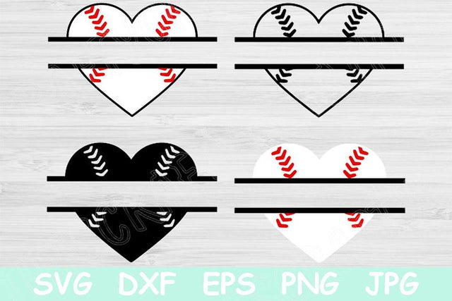Split Baseball Heart Svg, Baseball Love Svg Cut Files, Softball Heart Svg Files for Cricut, Love Baseball Heart Png Baseball Svg Designs, SVG TiffsCraftyCreations 
