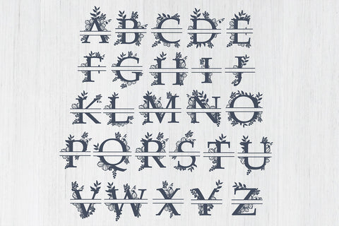 Split Botanical Alphabets monogram set A-Z Svg Cut file SVG DIYCUTTINGFILES