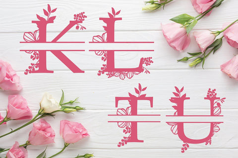 Split Botanical Alphabets monogram set A-Z Svg Cut file SVG DIYCUTTINGFILES