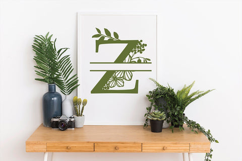 Split Botanical Alphabets monogram set A-Z Svg Cut file SVG DIYCUTTINGFILES