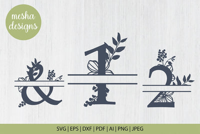 Split Botanical numbers Monogram Set 0-9 Svg cut file SVG DIYCUTTINGFILES 