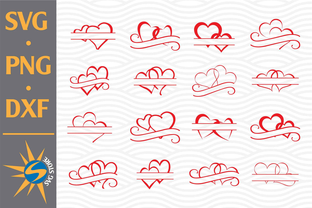 Split Double Heart SVG, PNG, DXF Digital Files Include - So Fontsy