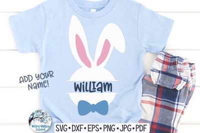 Split Easter Bunny Boy with Bow Tie SVG SVG Wispy Willow Designs 