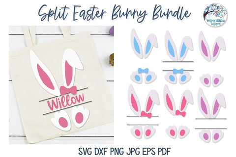 Split Easter Bunny SVG Bundle SVG Wispy Willow Designs 