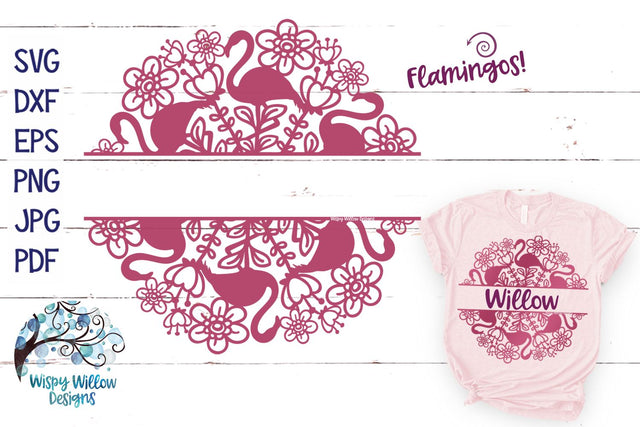 Split Flamingo Mandala SVG SVG Wispy Willow Designs 