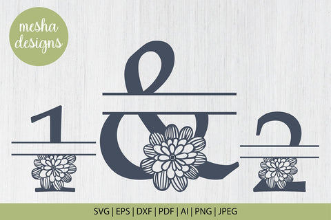 Split Floral Alphabet Svg Monogram set 0 to 9 - Floral Numbers Set Svg SVG DIYCUTTINGFILES 