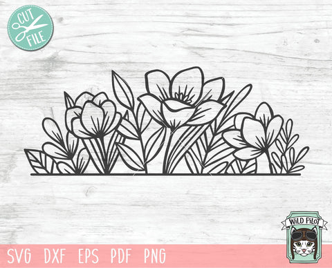 Split Floral Monogram Border SVG Cut File SVG Wild Pilot 