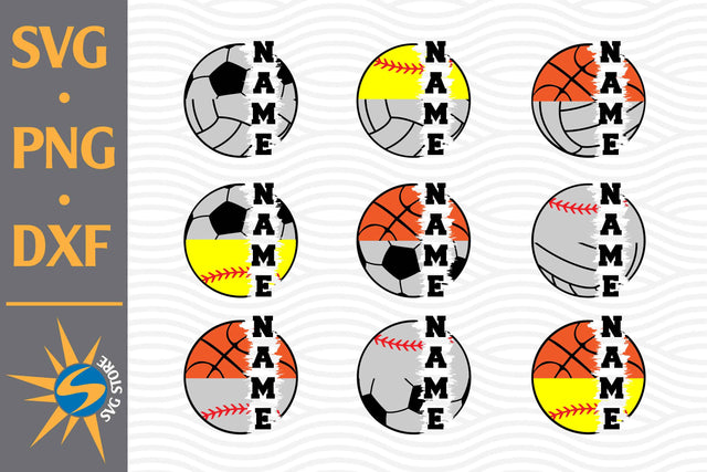 Split Half Sport Balls SVG, PNG, DXF Digital Files Include SVG SVGStoreShop 