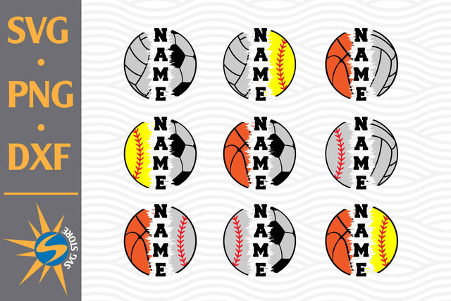 Split Half Sport Balls SVG, PNG, DXF Digital Files Include SVG SVGStoreShop 