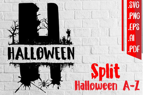 Split Halloween A-Z svg eps ai png SVG zafrans studio 