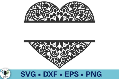 Split Heart Mandala SVG SVG B Renee Design 