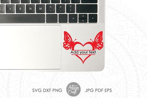 Split heart monogram SVG, butterfly heart SVG Artisan Craft SVG 