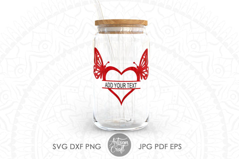 Split heart monogram SVG, butterfly heart SVG Artisan Craft SVG 