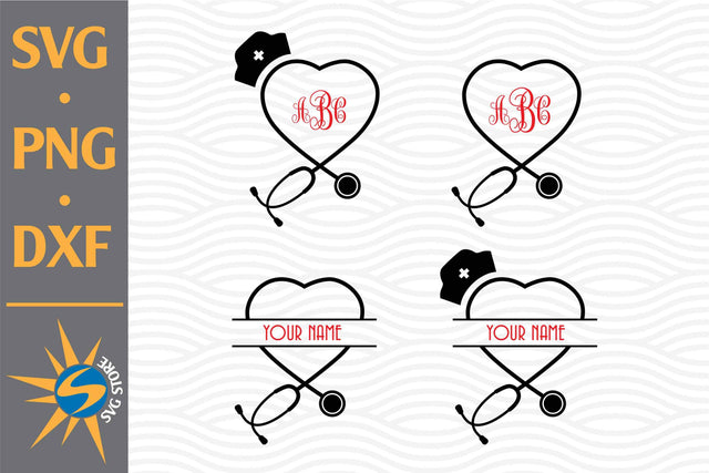 Split Heart Stethoscope SVG, PNG, DXF Digital Files Include SVG SVGStoreShop 